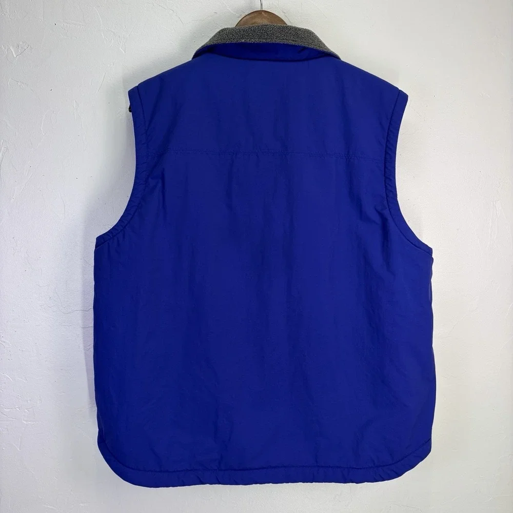 Vintage L.L. Bean‎ Men's Wind Rain Hiking Vest Size L Blue Fleece lined Full Zip
